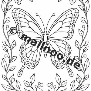 Schmetterlinge Malbuch Kinder – 100 Ausmalbilder – PDF Download E1/B1 (DIN-A4) – Geschenk, Beschäftigung, Adventskalender, Geburtstag Bild 12