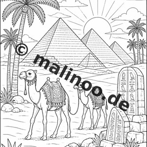 Libro da colorare sull'Egitto in formato PDF - 20 pagine da colorare per bambini - Libro 01 Edizione 1 (DIN-A4) immagine 3