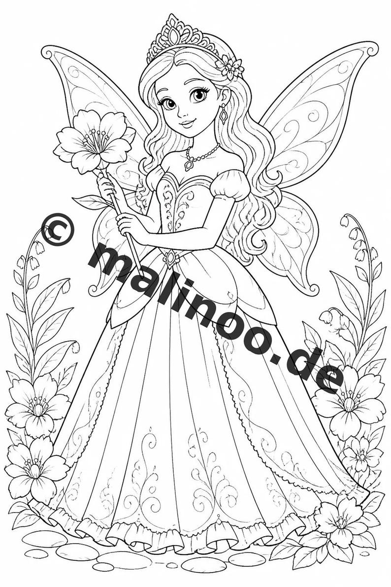 Pequeno presente de aniversário para crianças: Livro de colorir criativo de fadas com 50 páginas para colorir (PDF) E2/B1 imagem 9