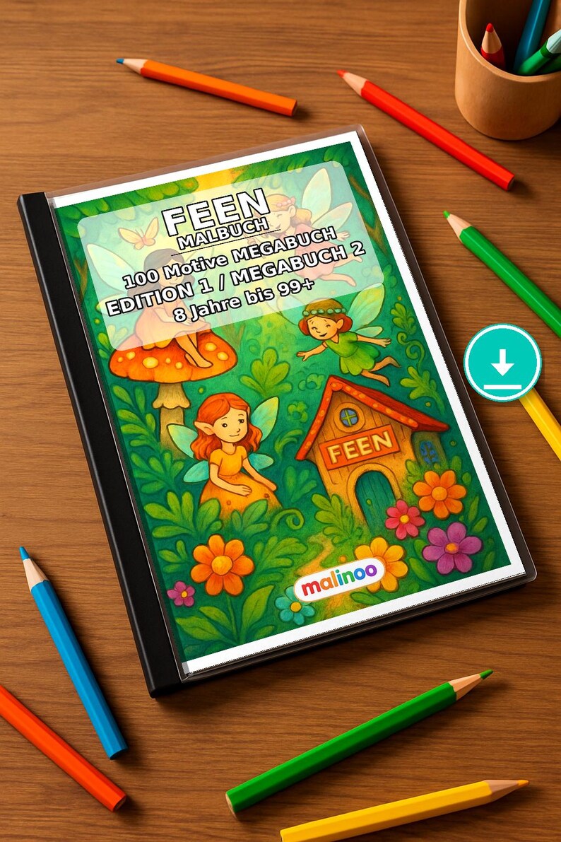 Fairy coloring book to print for ages 8 and up – 100 pictures to color – creative without a phone or tablet (PDF) E2 image 1