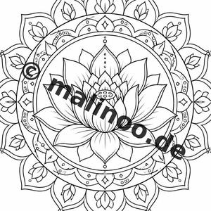Mandalas kleurboek voor kinderen – 20 kleurplaten – PDF-download E1/B2 (DIN-A4) – Feestartikel, cadeau, kinderfeestje, gastgeschenk afbeelding 3