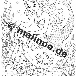 Meerjungfrauen Malbuch Kinder – 100 Ausmalbilder – PDF Download E1/B5 (DIN-A4) – Geschenk, Beschäftigung, Adventskalender, Geburtstag Bild 5