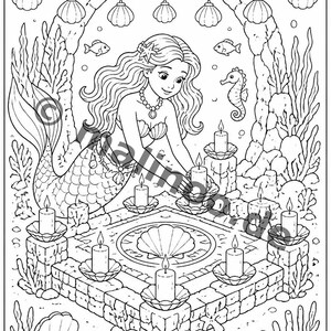 Livre de coloriage et de dessin de sirènes pour enfants – Activité pour les salles d'attente, les cabinets médicaux et les restaurants – 100 pages à colorier (format A4) E3 image 3