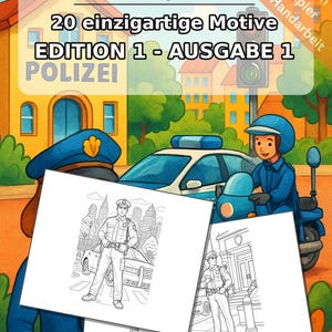Libro para colorear de policías, impreso, sin encuadernar – 20 páginas para colorear para niños – Libro 01 Edición 1 (DIN A4) imagen 2