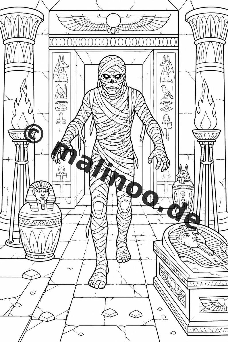 Ägypten Malbuch Kinder – 100 Ausmalbilder – PDF Download E1/B4 (DIN-A4) – Geschenk, Beschäftigung, Adventskalender, Geburtstag Bild 8