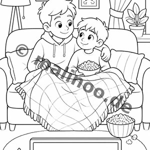 Activities for holidays and camping: Big Brother coloring book to print with 50 coloring pages (PDF) E1/B2 image 9