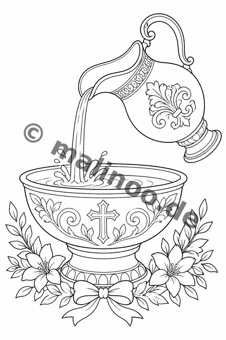 50 Baptism-themed coloring pages for ages 6 and up – charming designs to color – creative coloring book (PDF) E1/B1 image 4