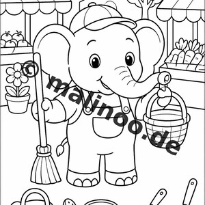 Elephant Coloring Book for Children – 100 Coloring Pages – PDF Download E1/B1 (DIN-A4) – Gift, Activity, Advent Calendar, Birthday image 12