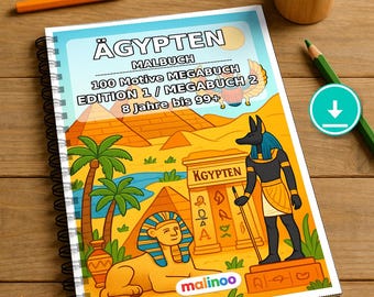 Ägypten Malbuch PDF Download digital – 100 Ausmalbilder für Kinder – MEGABUCH 02 Edition 1 (DIN-A4)