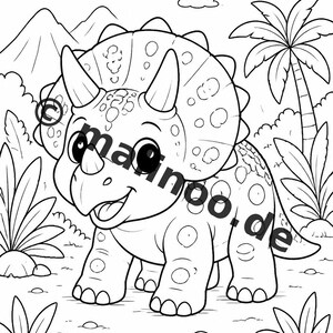 Målarbok med dinosaurier i PDF-format, digital nedladdning – 20 målarbilder för barn – Bok 01 Utgåva 1 (DIN A4) bild 6