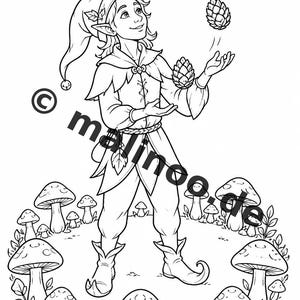 Elf Coloring Book for Children – 100 Coloring Pages – PDF Download E1/B1 (DIN-A4) – Gift, Activity, Advent Calendar, Birthday image 9