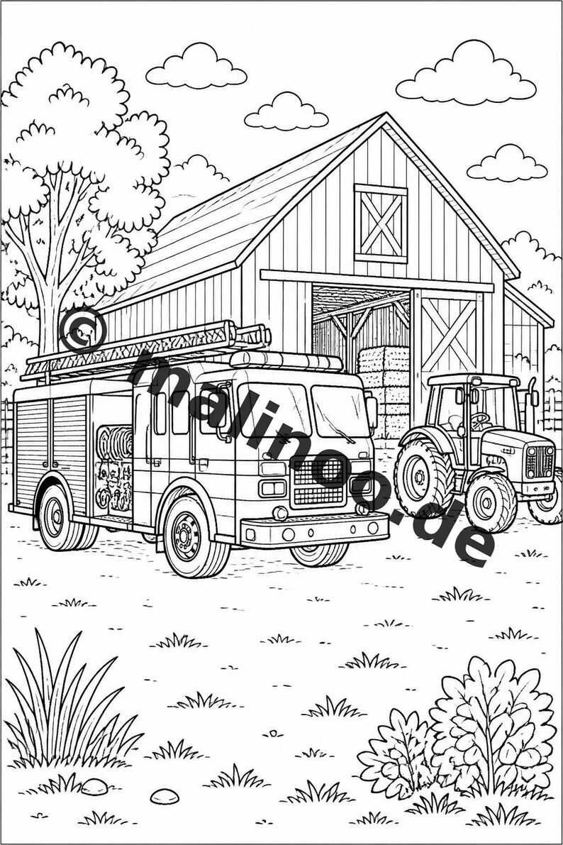 Feuer Malbuch Kinder – 20 Ausmalbilder – PDF Download E1/B3 (DIN-A4) – Mitgebsel, Geschenk, Kindergeburtstag, Gastgeschenk Bild 5
