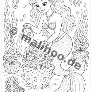 Livre de coloriage et de dessin de sirènes pour enfants – Activité pour les salles d'attente, les cabinets médicaux et les restaurants – 100 pages à colorier (format A4) E3 image 17