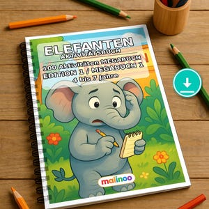 Elefanten Aktivitätsbuch PDF Download digital – 100 Rätsel- und Aktivitätsseiten für Kinder – MEGABUCH 01 Edition 1 (DIN-A4) Bild 1