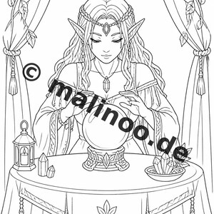 Elfen Malbuch Kinder – 50 Ausmalbilder – PDF Download E1/B1 (DIN-A4) – Geschenk, Reisebeschäftigung, Geburtstag, Beschäftigung Bild 7
