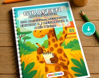 Giraffen Aktivitätsbuch Kinder – 100 Rätsel- und Aktivitätsseiten – PDF Download E1/B1 (DIN-A4) – Geschenk, Beschäftigung, Adventskalender