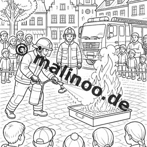 Feuerwehr Malbuch PDF Download digital – 50 Ausmalbilder für Kinder – Band 03 Edition 1 (DIN-A4) Bild 20