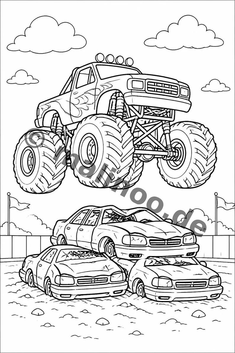 Monster Trucks Aktivitätsbuch Kinder – 100 Rätsel- & Aktivitätsseiten – gebunden oder lose, Edition 02 (DIN-A4) – Geschenk, Beschäftigung imagem 3
