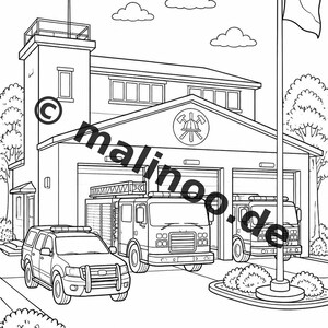Fire Coloring Book for Kids – 20 Coloring Pages – PDF Download E1/B1 (DIN-A4) – Party Favor, Gift, Children's Birthday Party, Guest Gift image 3