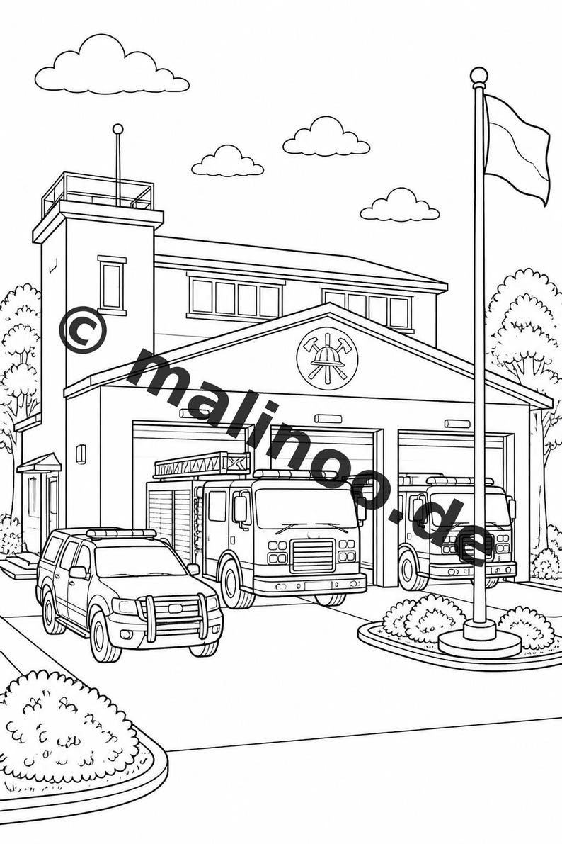 Fire Coloring Book for Kids – 20 Coloring Pages – PDF Download E1/B1 (DIN-A4) – Party Favor, Gift, Children's Birthday Party, Guest Gift image 3