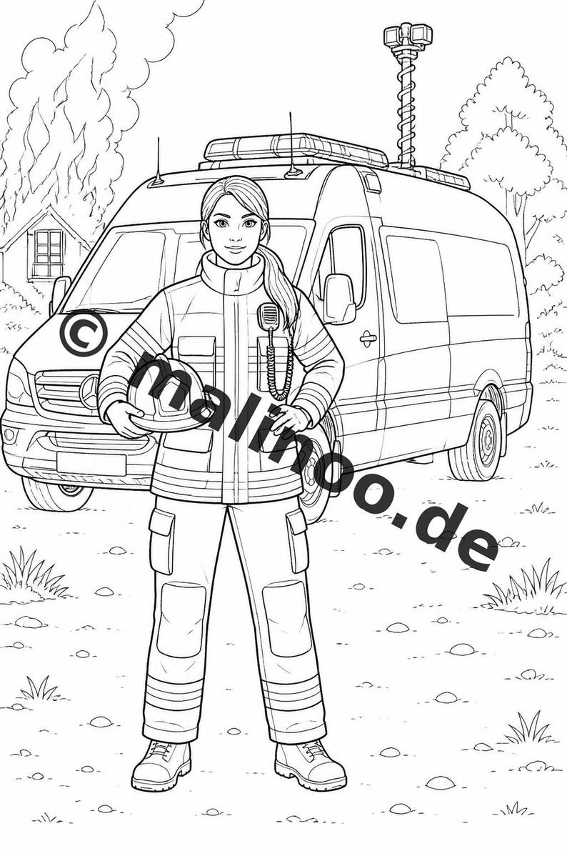 Fire Coloring Book for Kids – 20 Coloring Pages – PDF Download E1/B2 (DIN-A4) – Party Favor, Gift, Children's Birthday Party, Guest Gift image 11