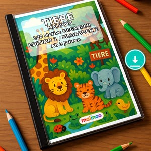 孫、名付け子、姪、甥への贈り物：動物の塗り絵ブック（100ページ収録、PDF形式）E2 画像 1