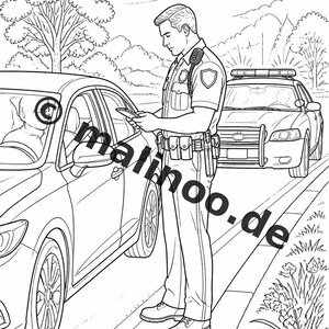 Police Coloring Book for Kids – 100 Coloring Pages – PDF Download E1/B4 (DIN-A4) – Gift, Activity, Advent Calendar, Birthday image 19