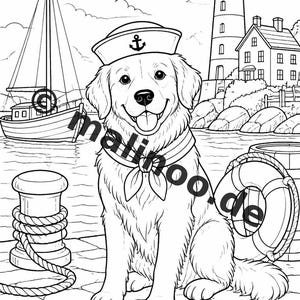 Hunde Malbuch Kinder – 100 Ausmalbilder – PDF Download E1/B1 (DIN-A4) – Geschenk, Beschäftigung, Adventskalender, Geburtstag Bild 12