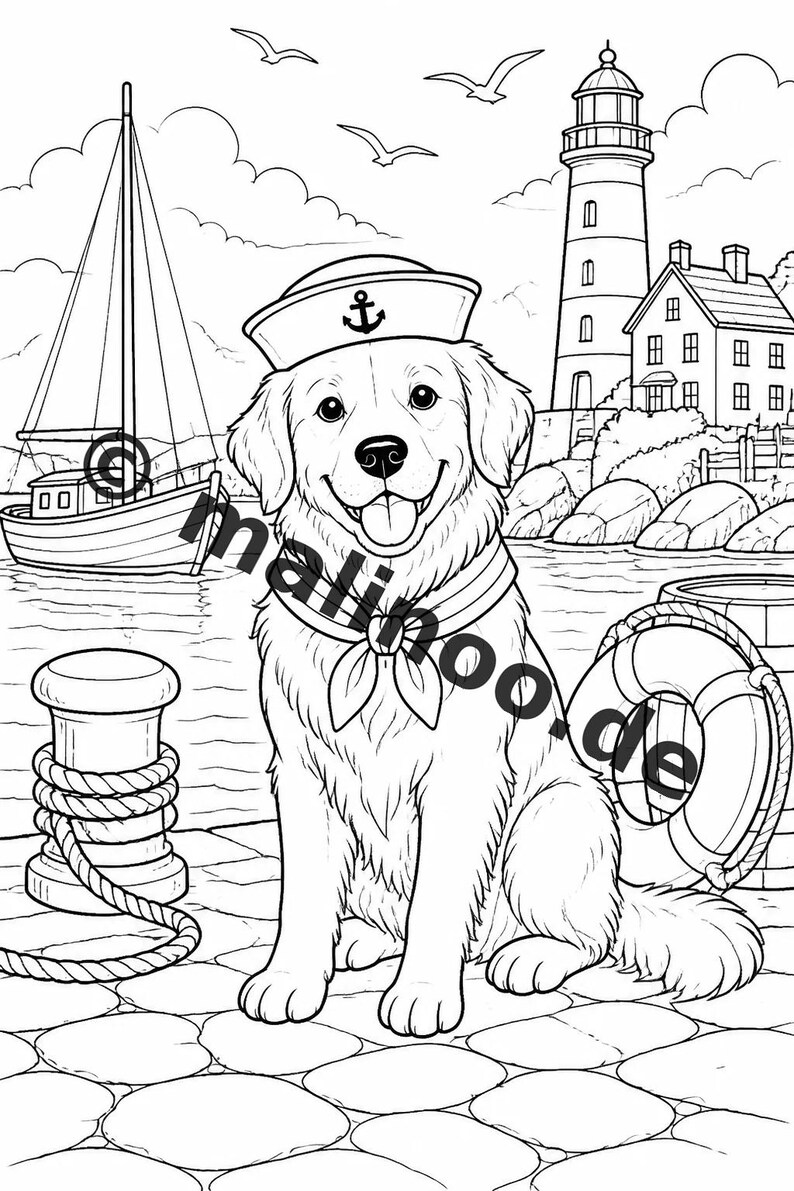 Hunde Malbuch Kinder – 100 Ausmalbilder – PDF Download E1/B1 (DIN-A4) – Geschenk, Beschäftigung, Adventskalender, Geburtstag Bild 12