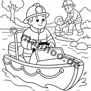 Feuerwehr Comic-Style Malbuch zum Ausmalen für Kinder – ruhige Beschäftigung für Regentage zu Hause – 50 Ausmalbilder (DIN-A4) E2/B1-2 afbeelding 15