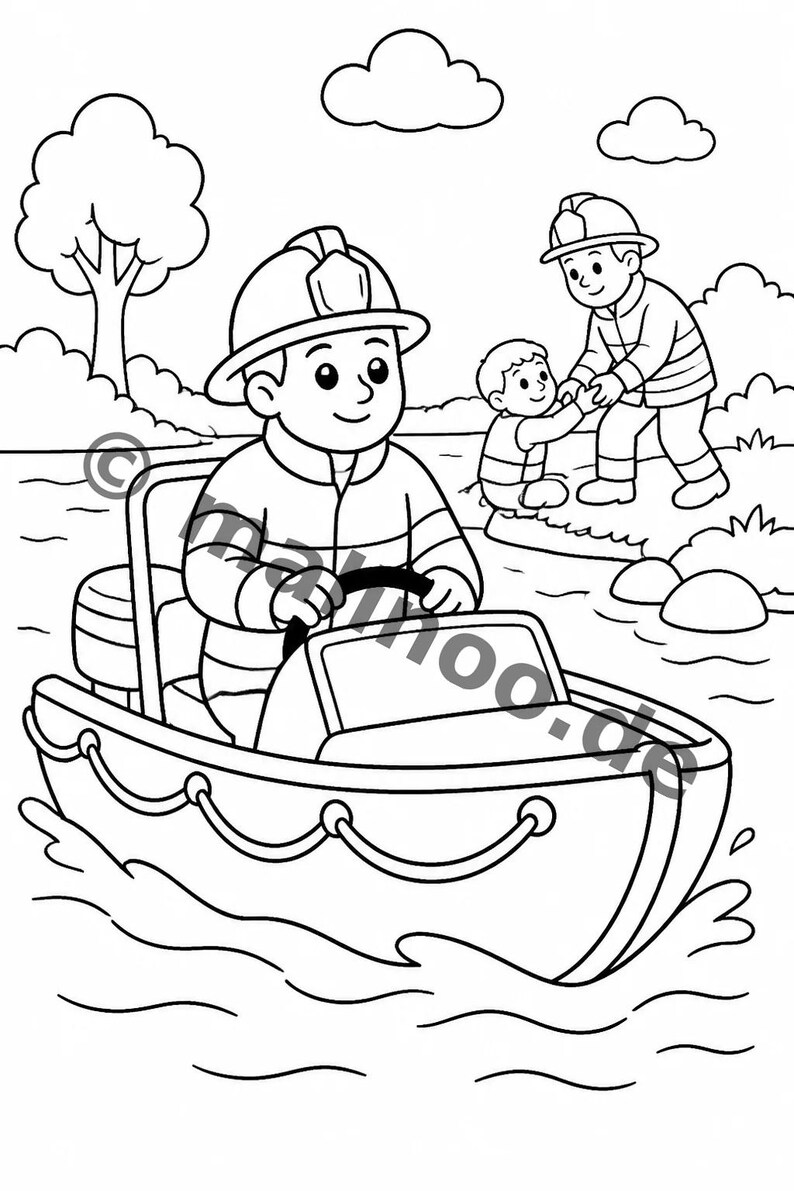Feuerwehr Comic-Style Malbuch zum Ausmalen für Kinder – ruhige Beschäftigung für Regentage zu Hause – 50 Ausmalbilder (DIN-A4) E2/B1-2 afbeelding 15