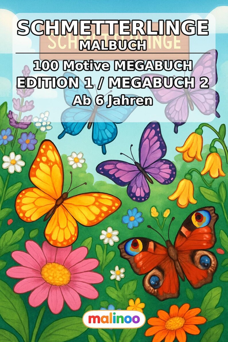 100 vlinderontwerpen om in te kleuren voor kinderen vanaf 6 jaar – Activiteit voor kleuters en peuters – Printbare kleurplaten (PDF) E2 afbeelding 2