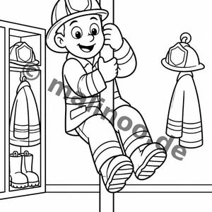Feuerwehr Comic-Style Malbuch zum Ausmalen für Kinder – ruhige Beschäftigung für Regentage zu Hause – 50 Ausmalbilder (DIN-A4) E2/B1-2 afbeelding 8