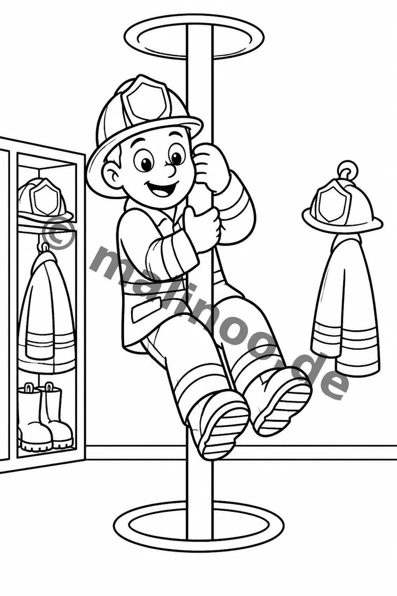 Feuerwehr Comic-Style Malbuch zum Ausmalen für Kinder – ruhige Beschäftigung für Regentage zu Hause – 50 Ausmalbilder (DIN-A4) E2/B1-2 afbeelding 8