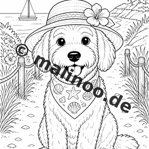 Hunde Malbuch Kinder – 100 Ausmalbilder – PDF Download E1/B1 (DIN-A4) – Geschenk, Beschäftigung, Adventskalender, Geburtstag Bild 10