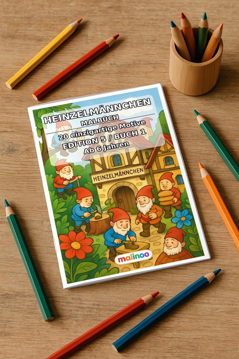 Libro para colorear de elfos para niños – 20 páginas para colorear – Impreso y encuadernado E1/B1 (DIN-A5) – Recuerdo de fiesta, regalo, fiesta de cumpleaños infantil, obsequio para invitados imagen 1