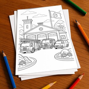 Livre de coloriage de pompiers, imprimé, non relié – 20 pages à colorier pour enfants – Livre 05 Édition 1 (DIN A4)