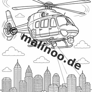 Police Coloring Book for Kids – 100 Coloring Pages – PDF Download E1/B4 (DIN-A4) – Gift, Activity, Advent Calendar, Birthday image 9