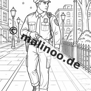 Police Coloring Book for Kids – 20 Coloring Pages – PDF Download E1/B3 (DIN-A4) – Party Favor, Gift, Children's Birthday Party, Party Favor image 5