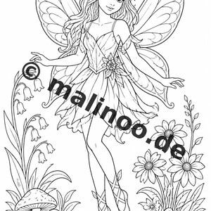 Fairy Coloring Book for Children – 50 Coloring Pages – PDF Download E1/B1 (DIN-A4) – Gift, Travel Activity, Birthday, Activity image 3