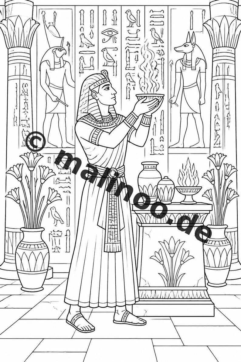 Libro para colorear de Egipto en formato PDF (descarga digital): 20 páginas para colorear para niños. Libro 03, Edición 1 (DIN-A4). imagen 7