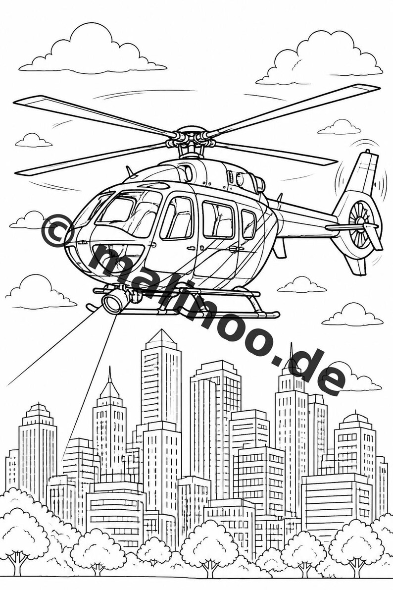 Police Coloring Book for Kids – 50 Coloring Pages – PDF Download E1/B5 (DIN-A4) – Gift, Travel Activity, Birthday, Keeps Entertaining image 9
