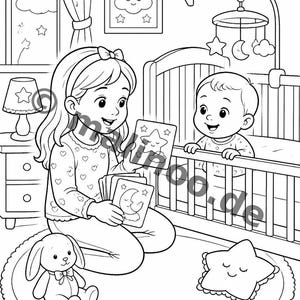 Big Sister Creative Coloring Book for Children – Creative Time Out Without Screens – 20 Coloring Pages (PDF) E1/B1 image 9