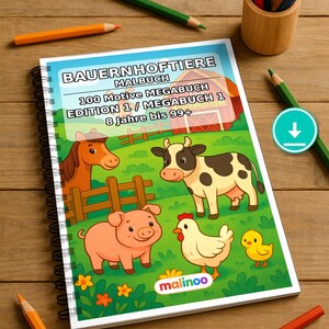 Farm Coloring Book PDF Download Digital – 100 Coloring Pages for Children – MEGA BOOK 01 Edition 1 (DIN A4) image 1