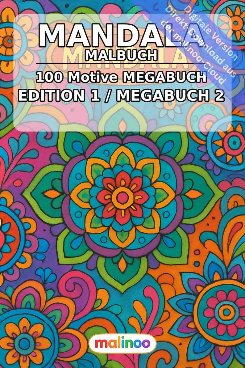 Mandala Malbuch PDF Download digital – 100 Ausmalbilder für Kinder – MEGABUCH 02 Edition 1 (DIN-A4) Bild 2