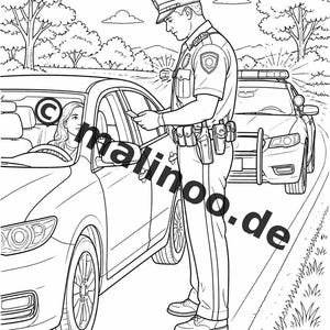 Police Coloring Book for Kids – 20 Coloring Pages – PDF Download E1/B3 (DIN-A4) – Party Favor, Gift, Children's Birthday Party, Party Favor image 19
