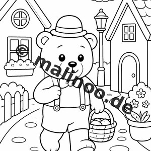 Berenkleurboek voor kinderen – 100 kleurplaten – PDF-download E1/B2 (DIN-A4) – Cadeau, activiteit, adventskalender, verjaardag afbeelding 5