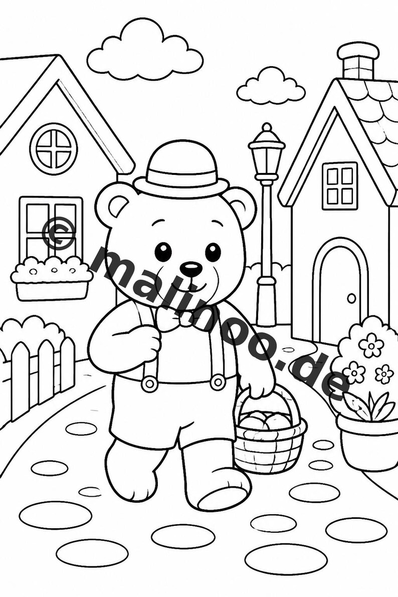 Berenkleurboek voor kinderen – 100 kleurplaten – PDF-download E1/B2 (DIN-A4) – Cadeau, activiteit, adventskalender, verjaardag afbeelding 5