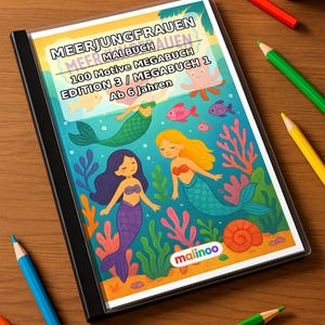 Livre de coloriage et de dessin de sirènes pour enfants – Activité pour les salles d'attente, les cabinets médicaux et les restaurants – 100 pages à colorier (format A4) E3 image 1