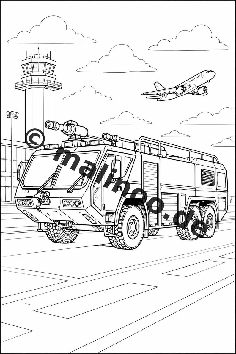 Libro para colorear de bomberos en formato PDF (descarga digital): 100 páginas para colorear para niños – MEGA LIBRO 01 Edición 1 (DIN A4) imagen 18